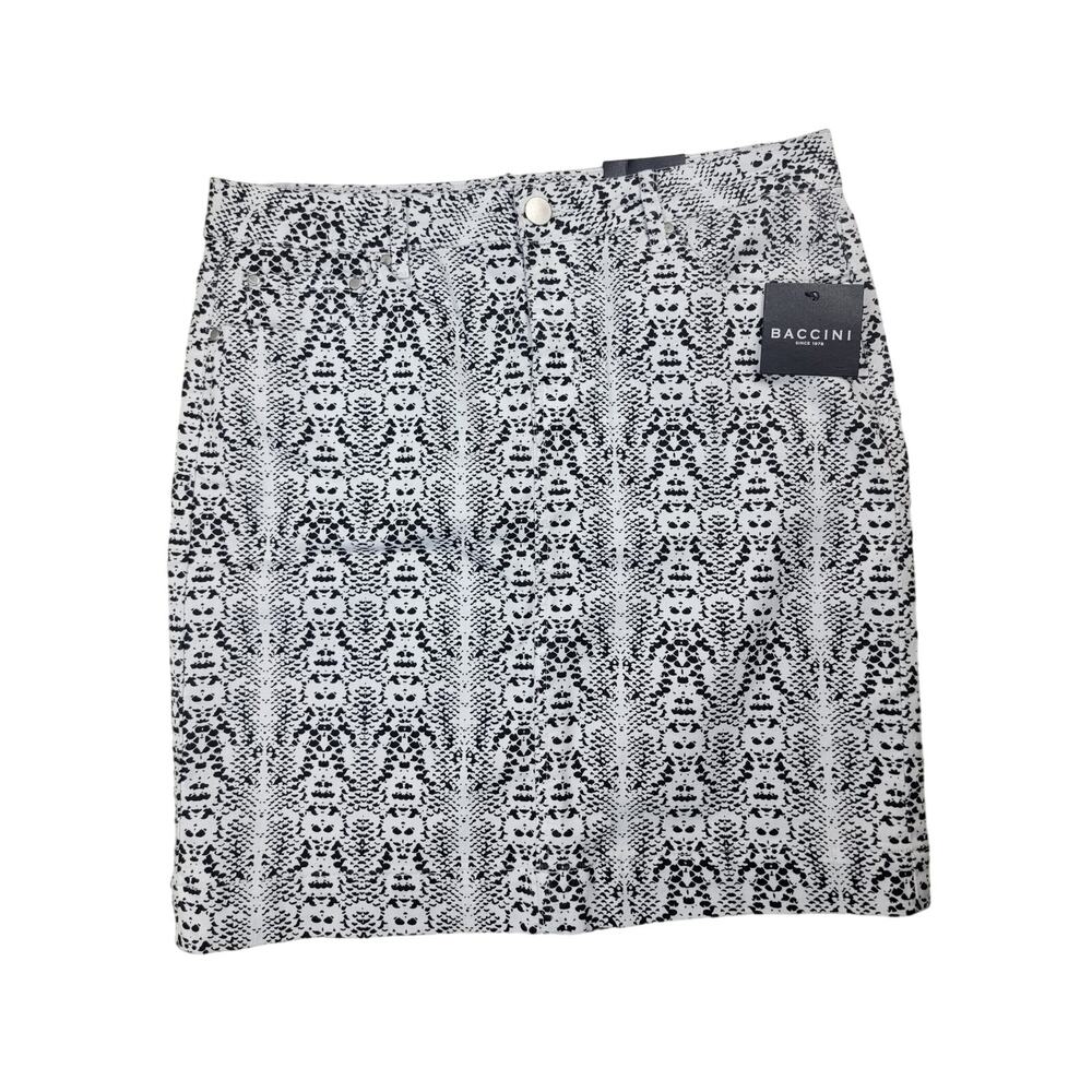NWT Baccini Black and White Snakeskin Mini Skirt with Pockets- Size‎ 10